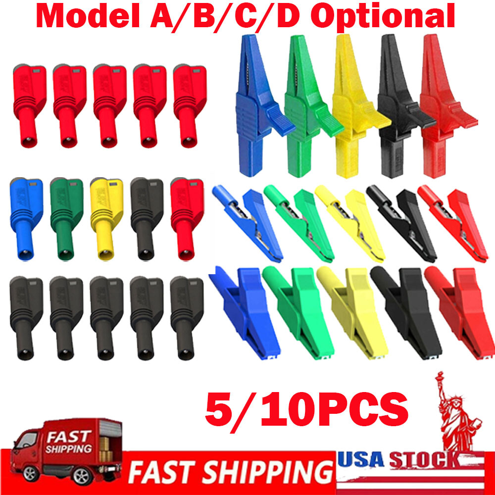 Insulated Alligator Clip Electrical Crocodile Clamp for 2/4mm Test Probe