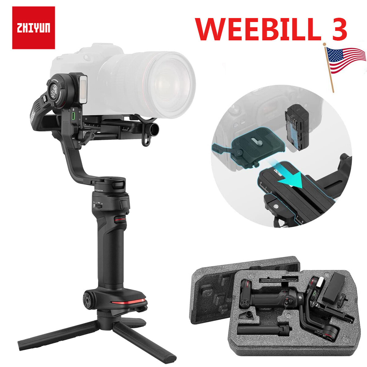 Zhiyun Weebill 3 3-Axis Gimbal Stabilizer for Canon Sony Mirrorless Camera DSLR