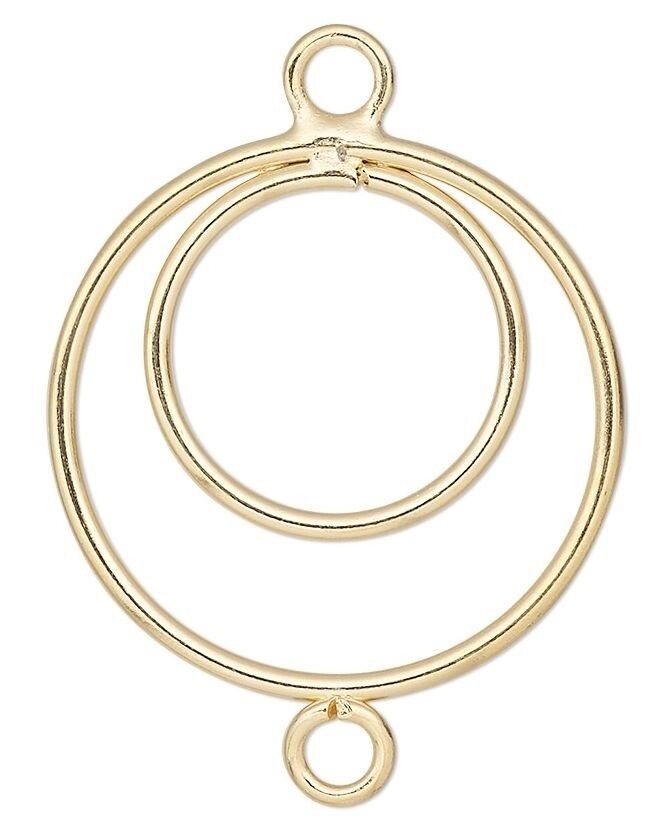 Focal, 7 Gold Plated Steel 18mm Double Hoop Earring Connectors with Loops *