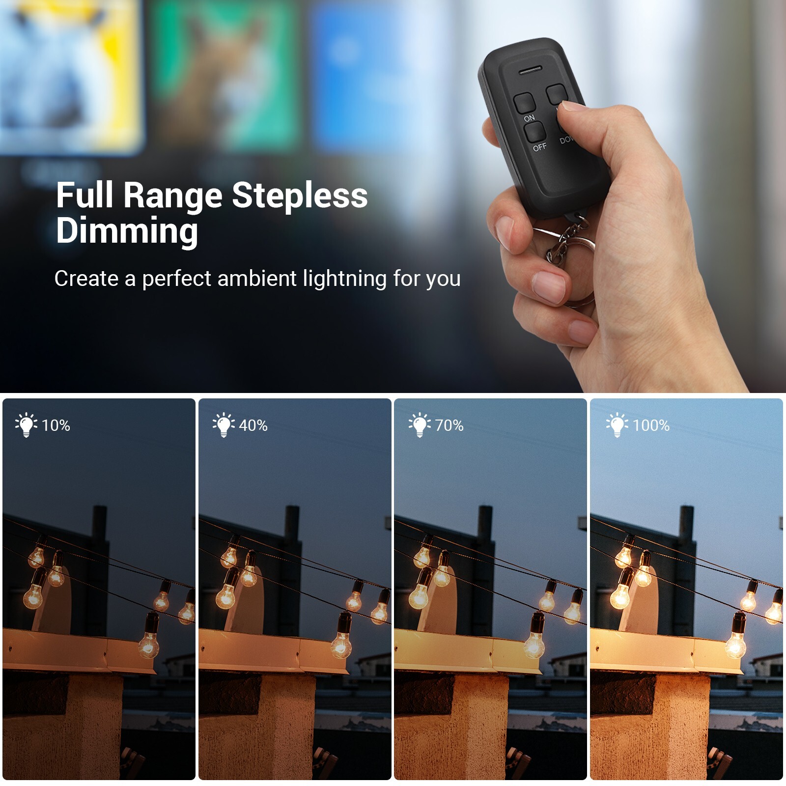 DEWENWILS Outdoor Dimmer for String Lights, Remote Control Light Dimmer Plug in