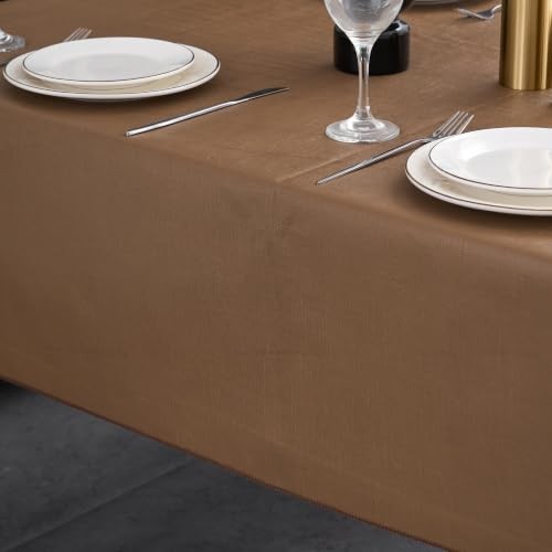 Elegant Rectangular Tablecloth, 100% Waterproof 70" x 52" (Rectangular) Brown