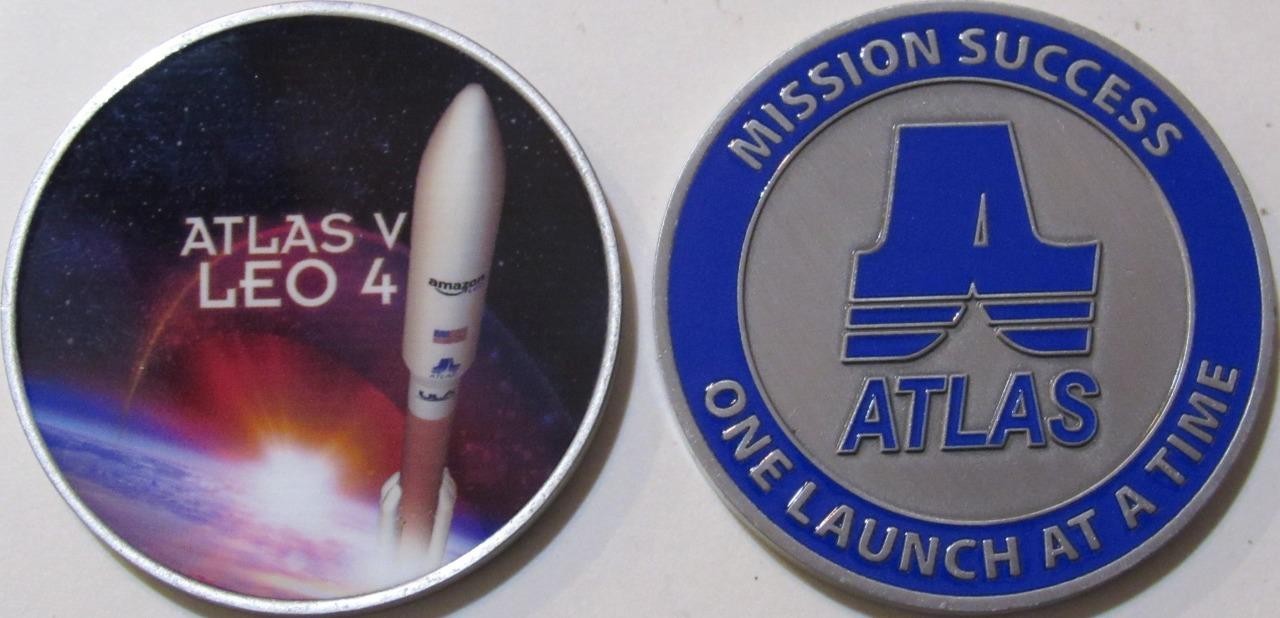 ATLAS V LEO-4 AMAZON LA-04 MISSION SUCCESS SPACE COIN 1.75" ONE LAUNCH @ A TIME