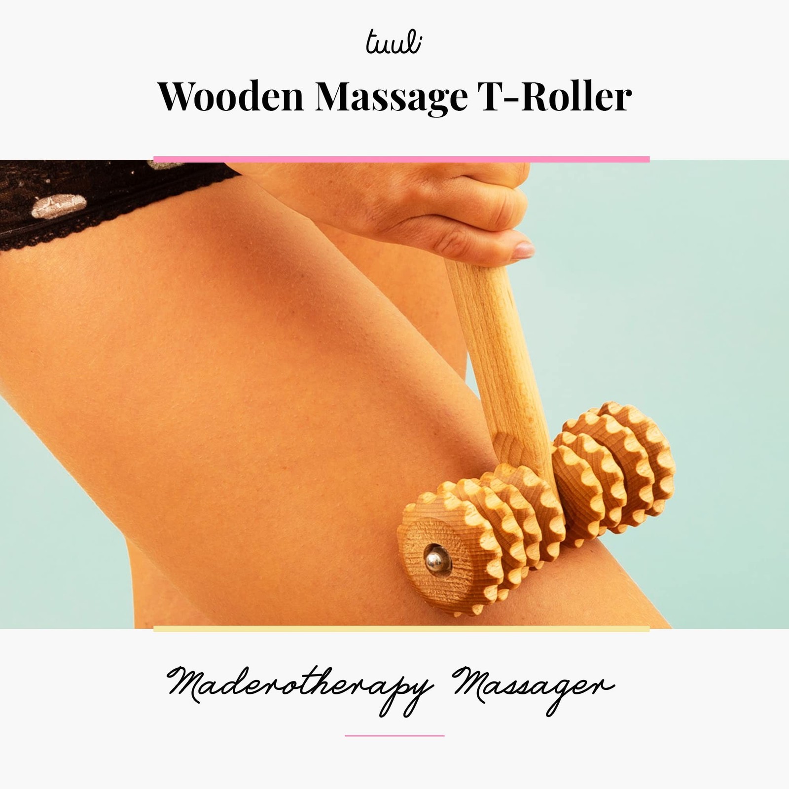 T-Shape Massager with Grooved Rollers, Multi-Functional Body Roller for Cellu...