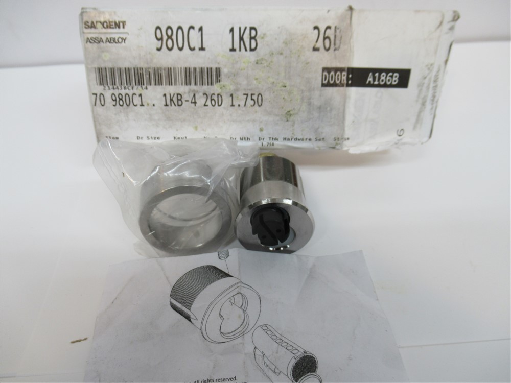 Sargent 980C1, Mullion Cylinder Kit - 26D Brushed Chrome Finish