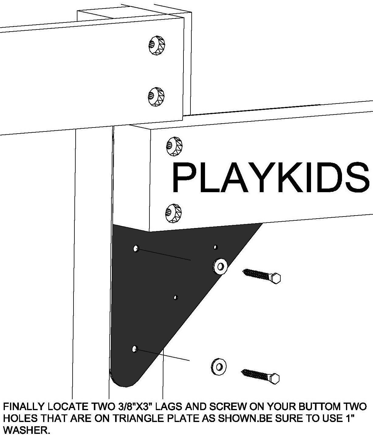 Triangle Bracket 15" Swing Set Play set Playground Hardware backyard gungle gym