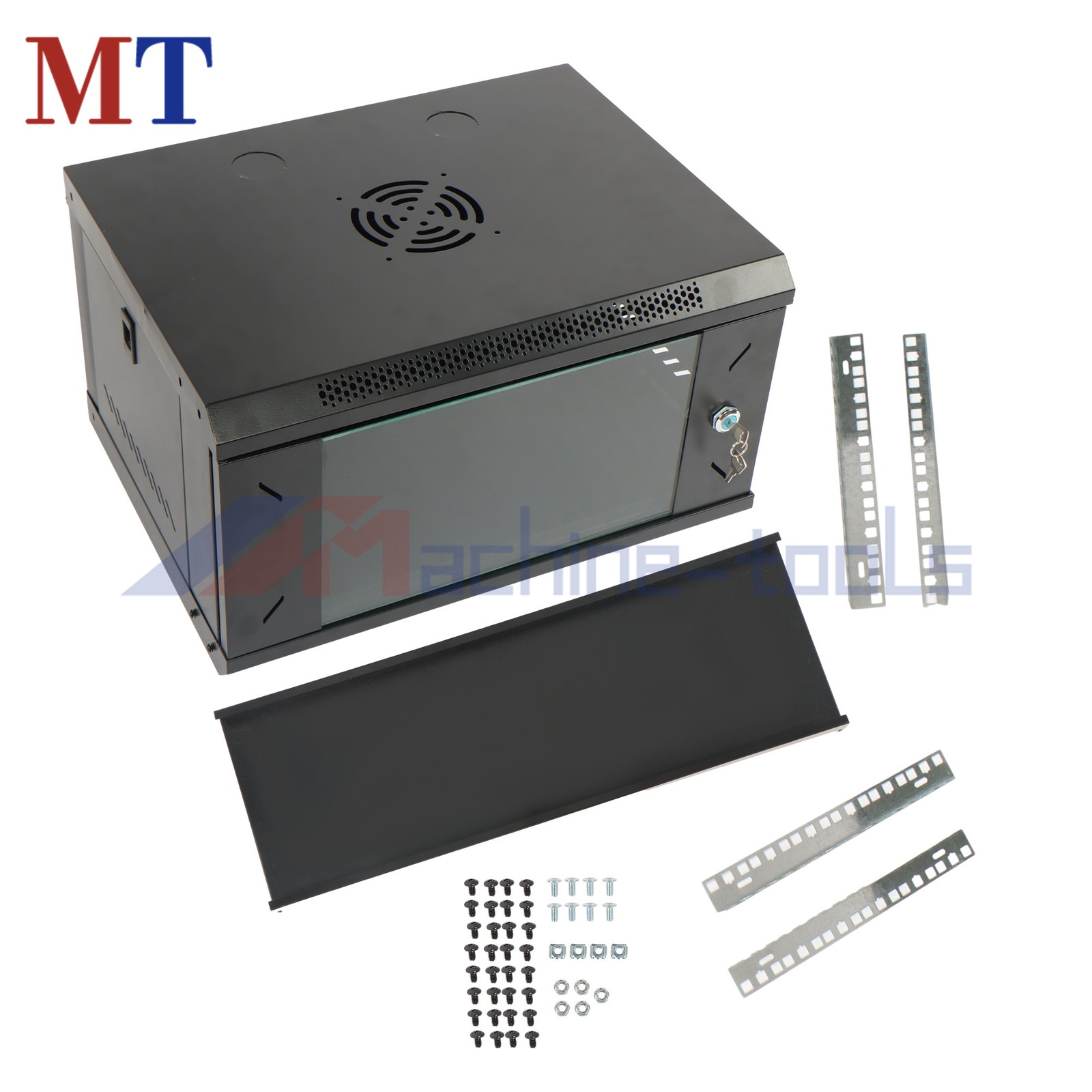 6U Wall Mount IT Server Network Enclosure Cabinet 15.5" Deep Locking Glass