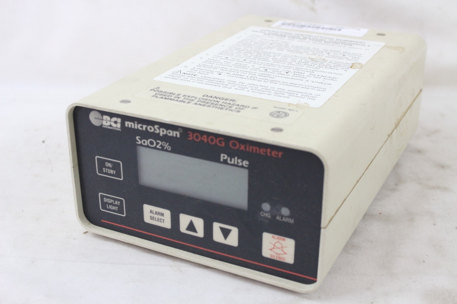 BCI international MicroSpan 3040G Pulse Oximeter Model 70680A1 Volts 115 (230)
