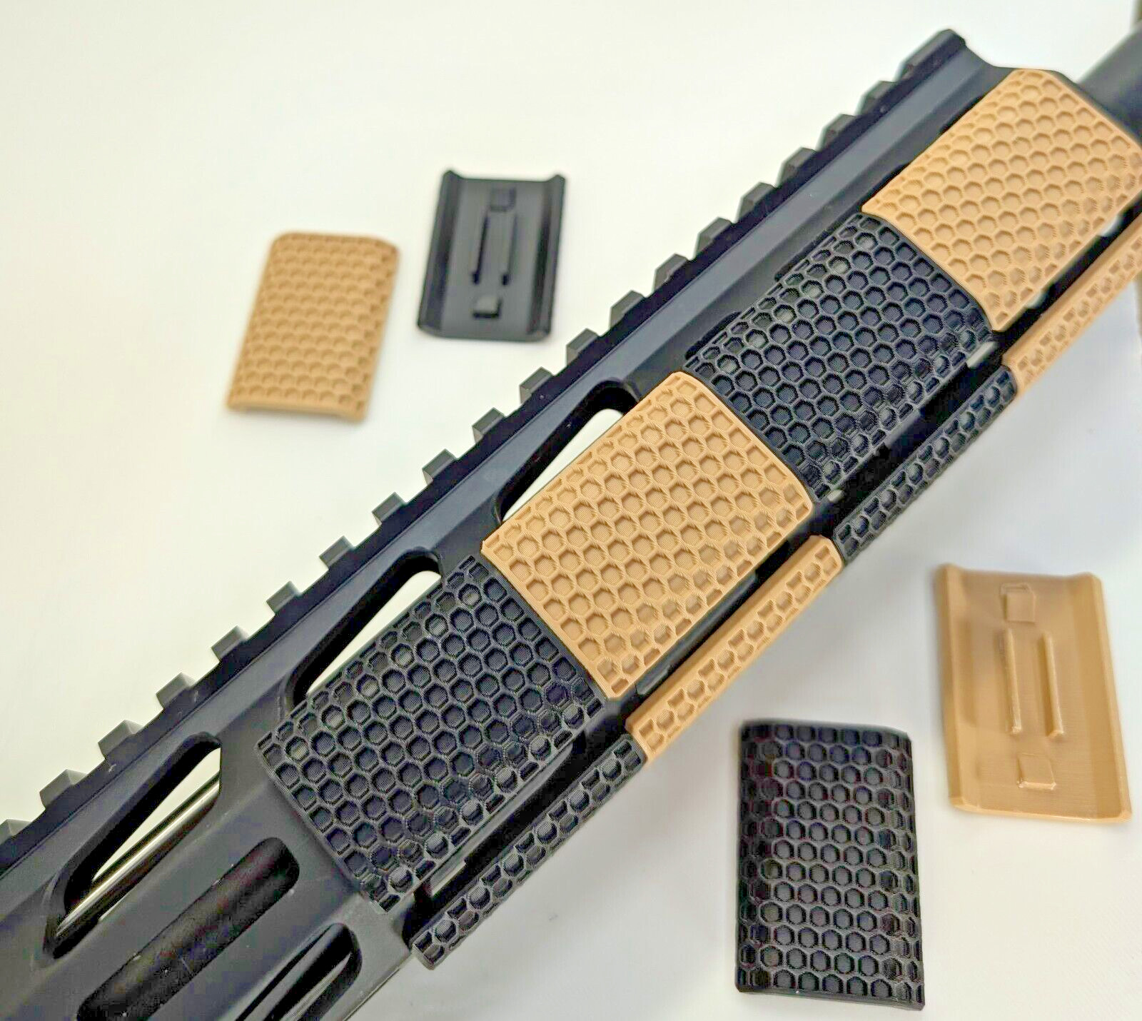 6-Pack of M-Lok Rail Cover SNAP-IN Slot Covers for MLOK System Black/Tan USA