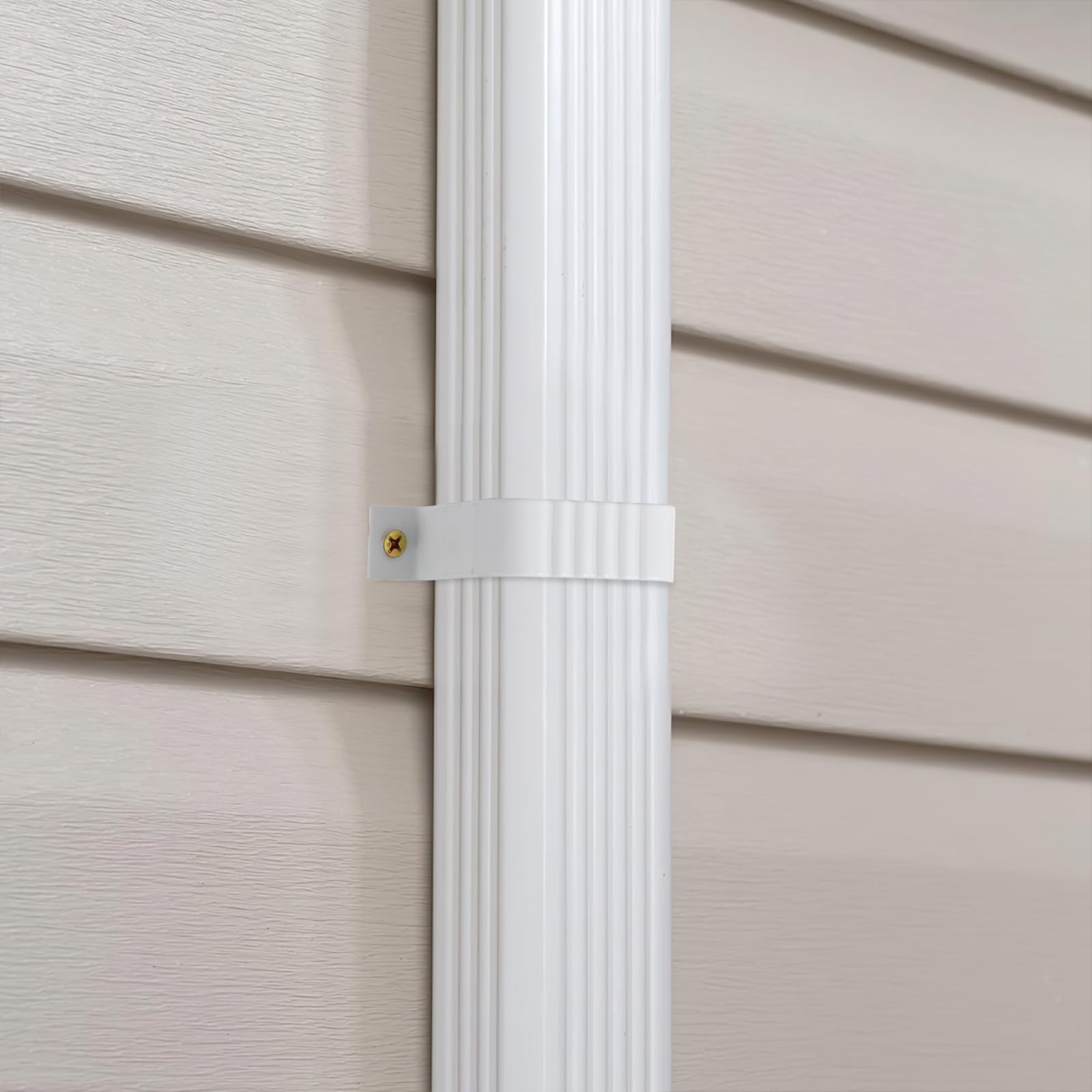Gutter Downspout Straps - 2x3, White (2 Pack) With Brackets white