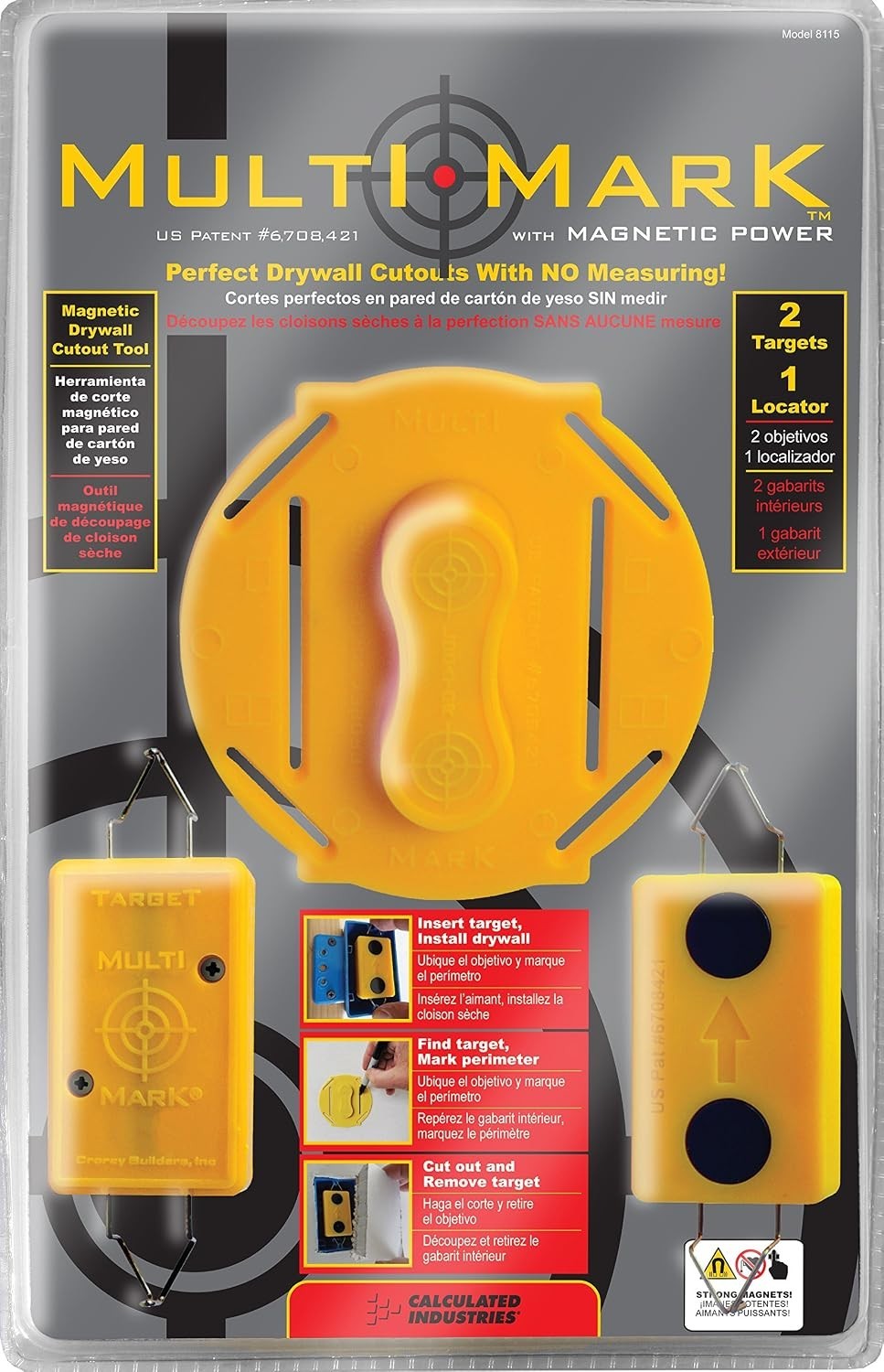 Quick & Effortless Drywall Cutouts - Multi Mark Locator Tool with 2 Targets