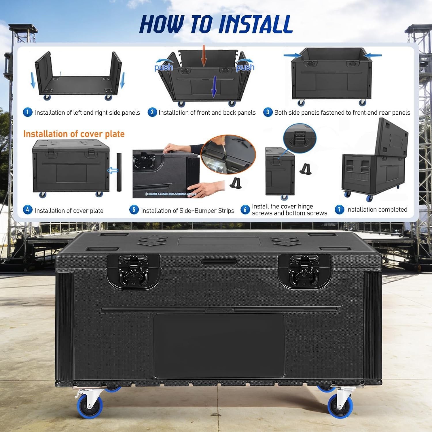 Heavy Duty ATA Rolling Road Case 35''Cable Trunk Road Case for Pro Audio Storage