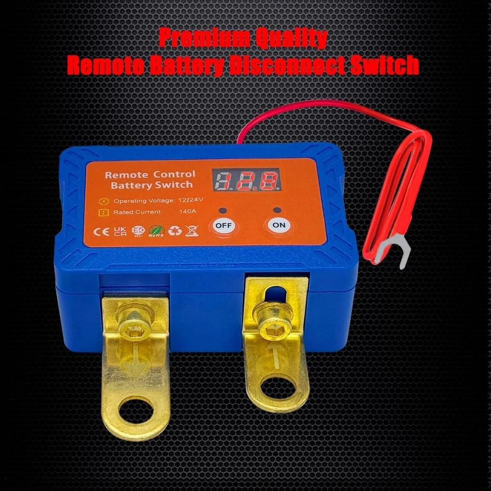 Remote Battery Disconnect Switch 12V W/Voltmeter, 140A Side Post Negative On/Off