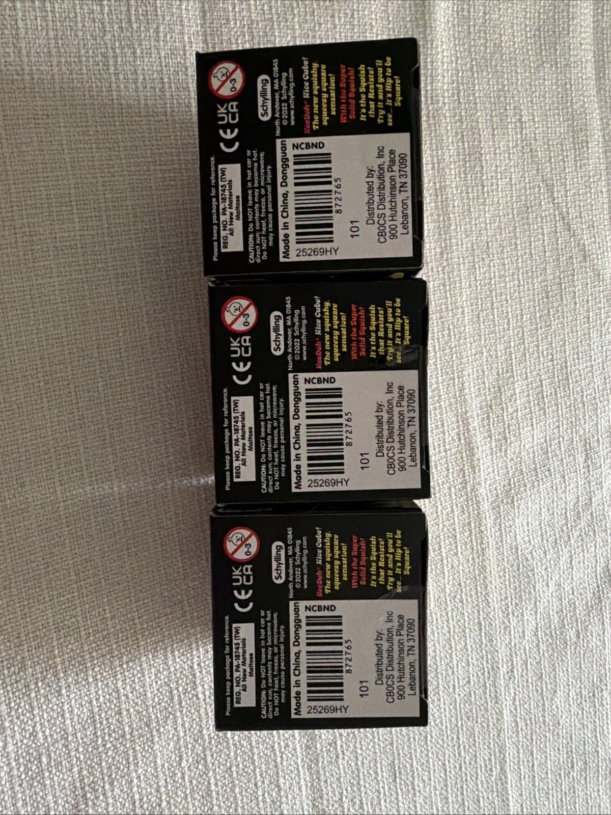 Nee Doh Nice Cube 3 Pack Set Blue, Purple, Pink New Sealed
