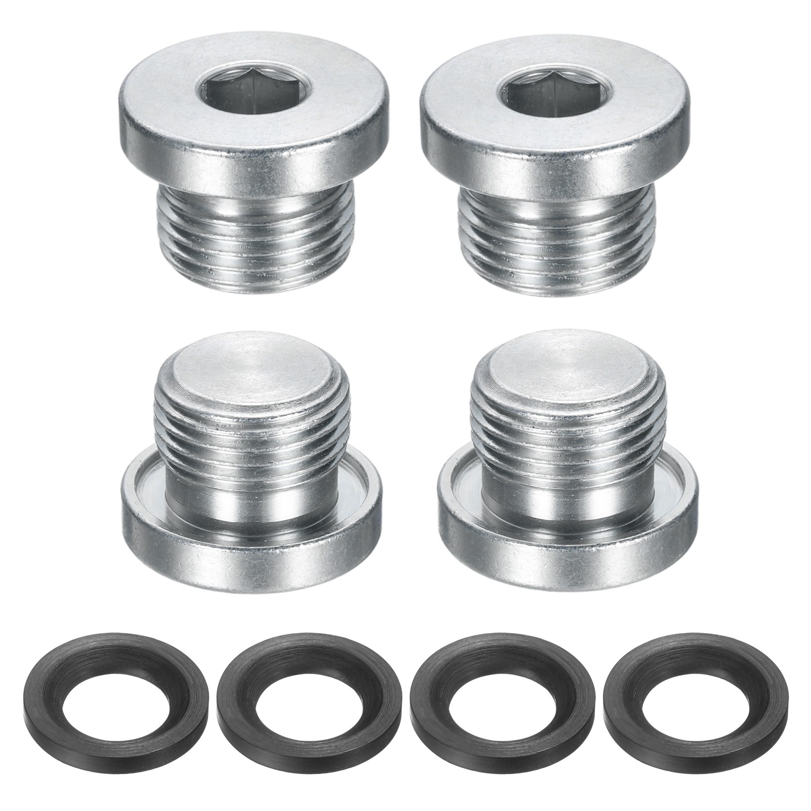 4Pcs M18x1.5 Carbon Steel Inner Hex Head Pipe Fitting Plug with O-Ring