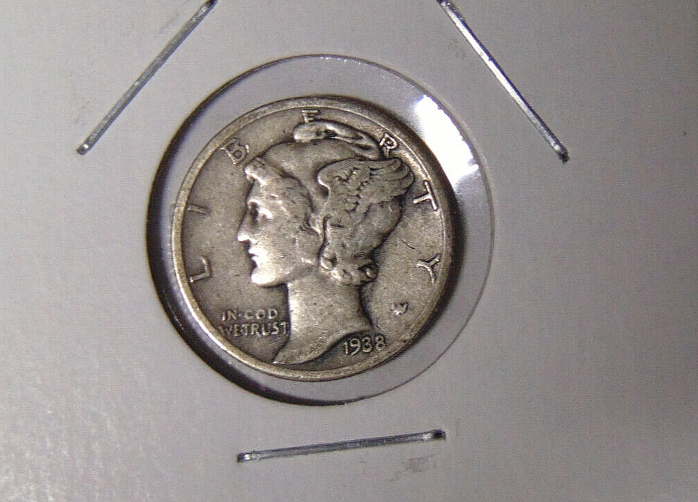 1938-P Mercury Silver Dime VF Philadelphia Mint (102822)