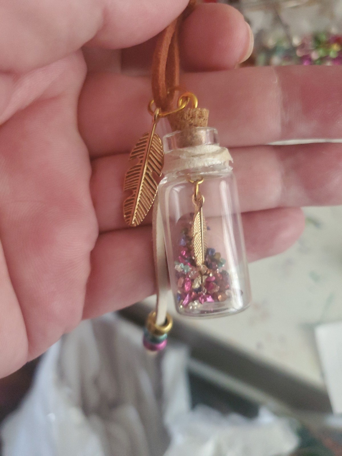 Handmade Spirit Bottle Feather Tiny Bottle Potion Bottle