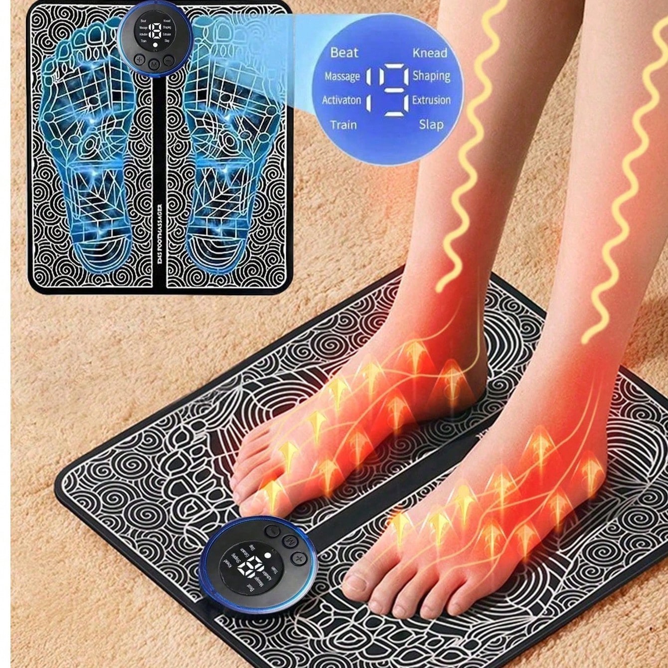 EMS Foot Massager Electric Deep Reshaping Kneading Muscle Leg Pain Relax Machine