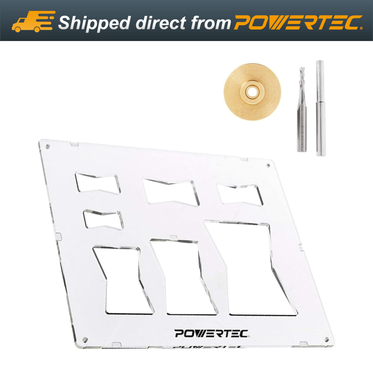 POWERTEC Router Bits Solid Brass Inlay Kit with Butterfly Template Decor Bowtie