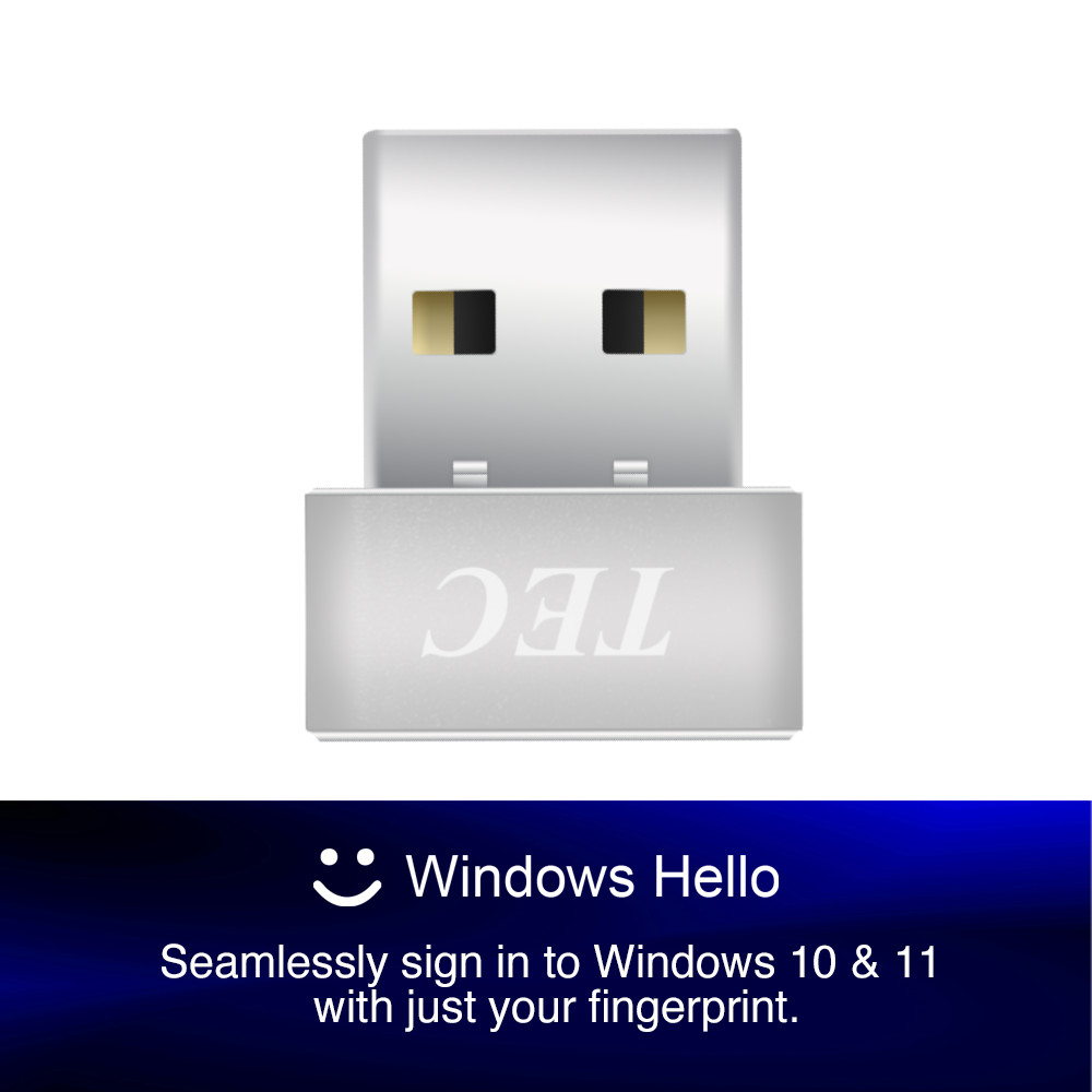 TEC SecureTouch TE-FPA3-MC USB Fingerprint Passkey Reader Windows 11/10 Hello