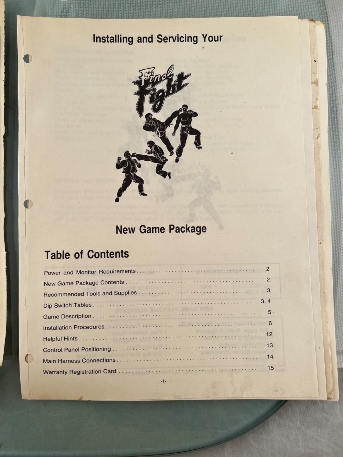 Final Fight Arcade Instruction Manual - Complete