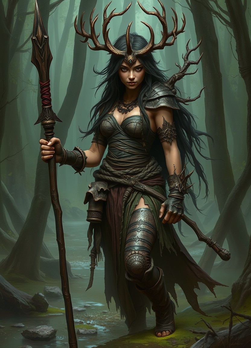 SEXY DUNGEONS DRAGONS SWAMP DRUID SEXY WAIFU  4x6 Print  Fantasy Art 03132621