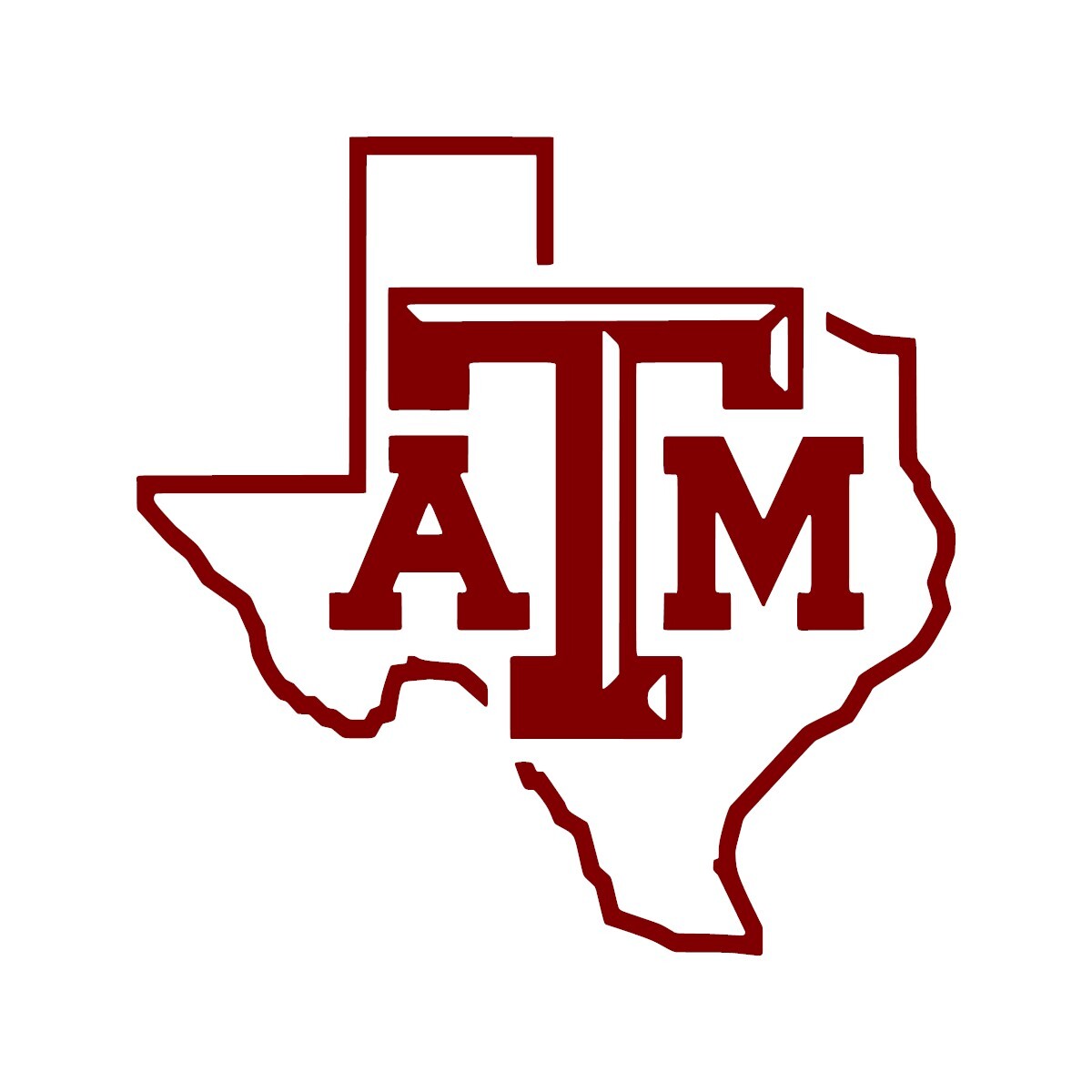 Texas A&M  "State Outline" Vinyl Decal Sticker for Car Truck Laptop Cup Window
