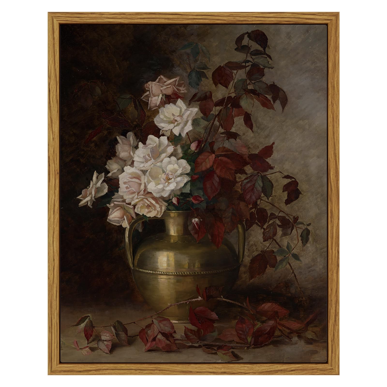 VIYYIEA Vintage Floral Framed Wall Art, Rose Bouquet 10"L x 8"W,