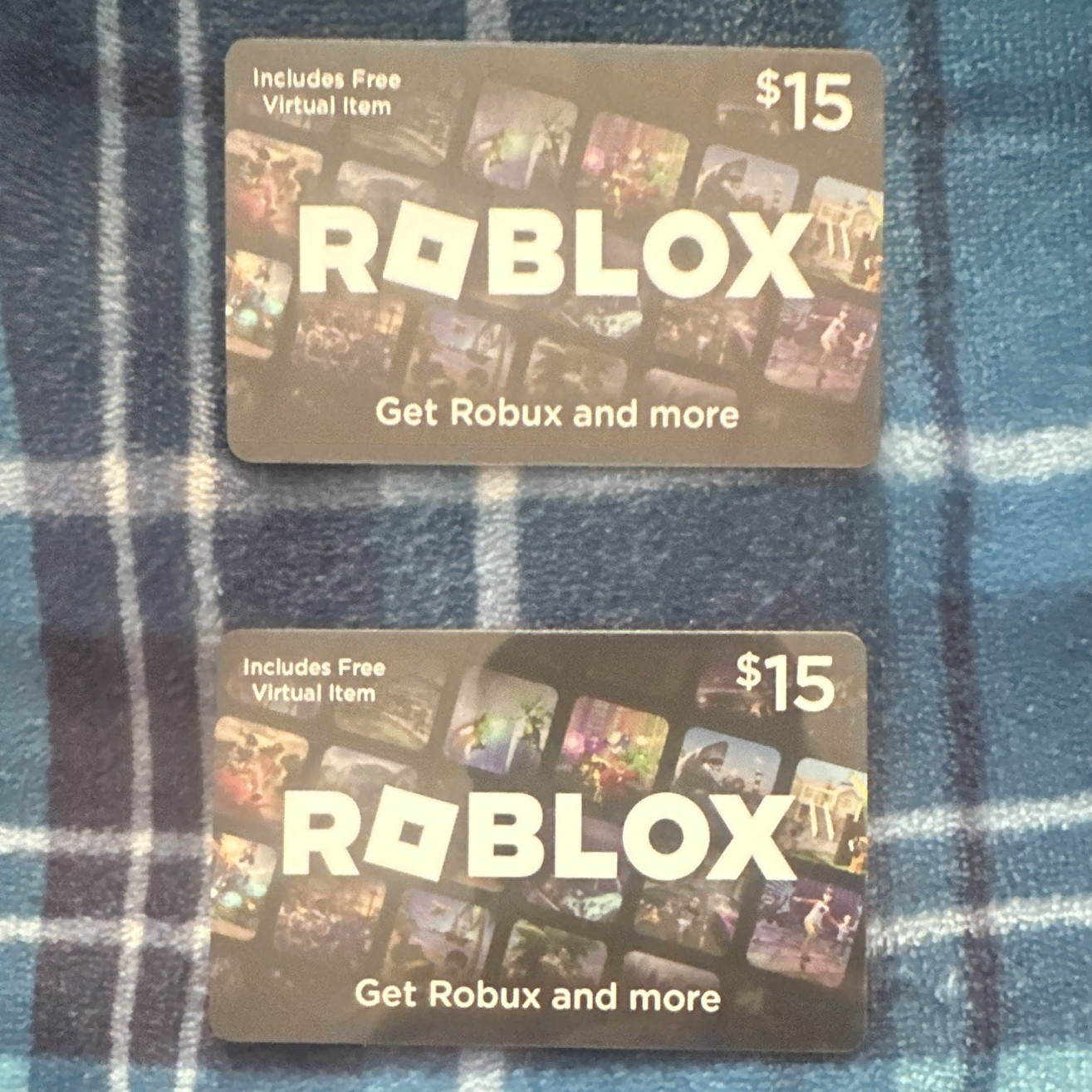 Roblox Lot of 2 $15 Prepaid Gaming Cards Multi-Platform w/ Free Virtual Item
