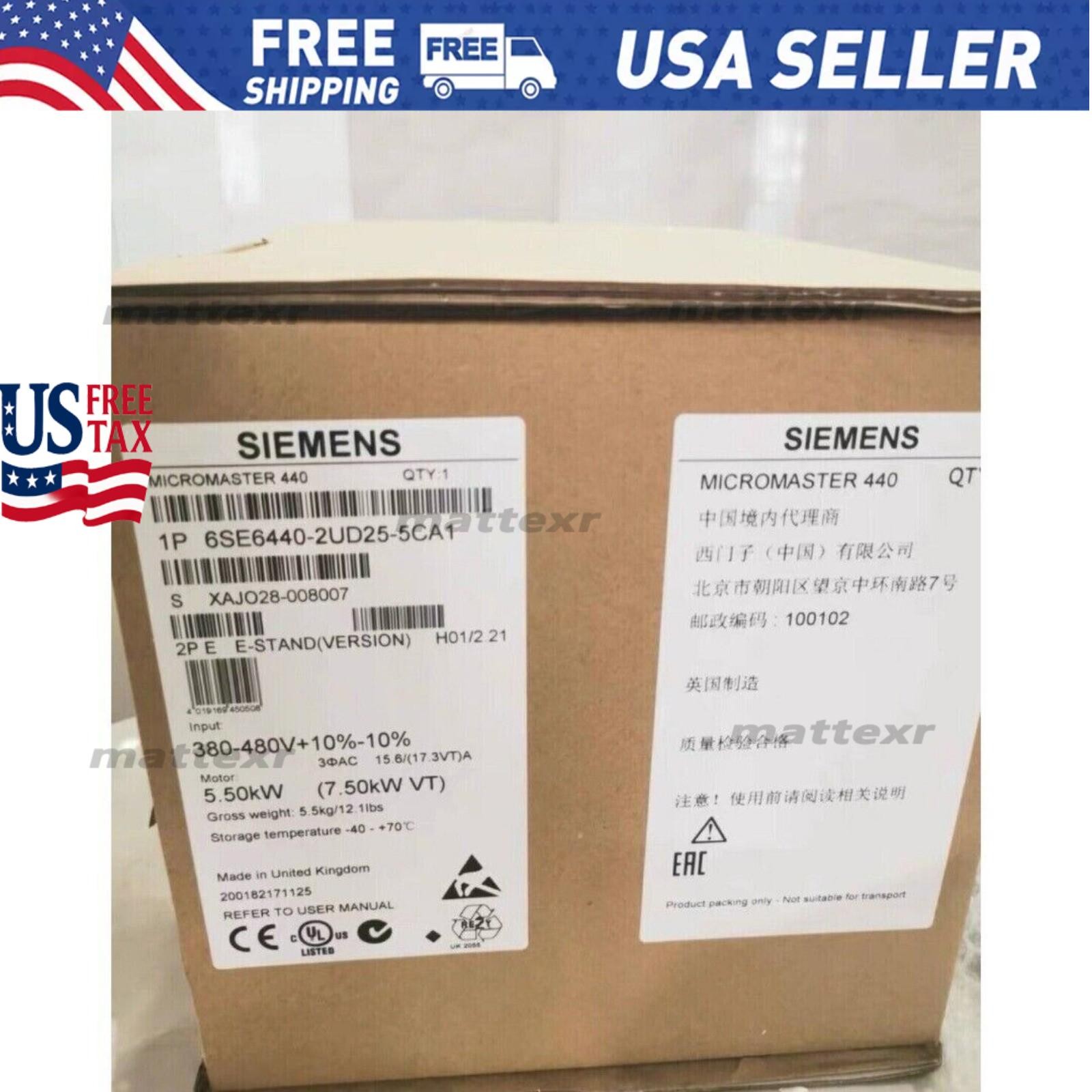 New Siemens 6SE6440-2UD25-5CA1 6SE64402UD255CA1 MICROMASTER440 without filter