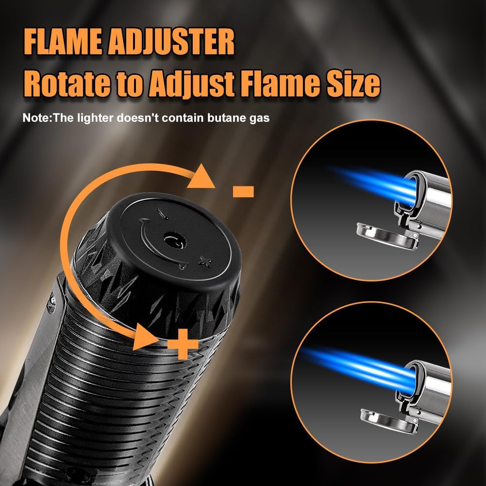Torch Lighter Windproof Refillable Triple Jet Flame Butane Lighter with Punch An
