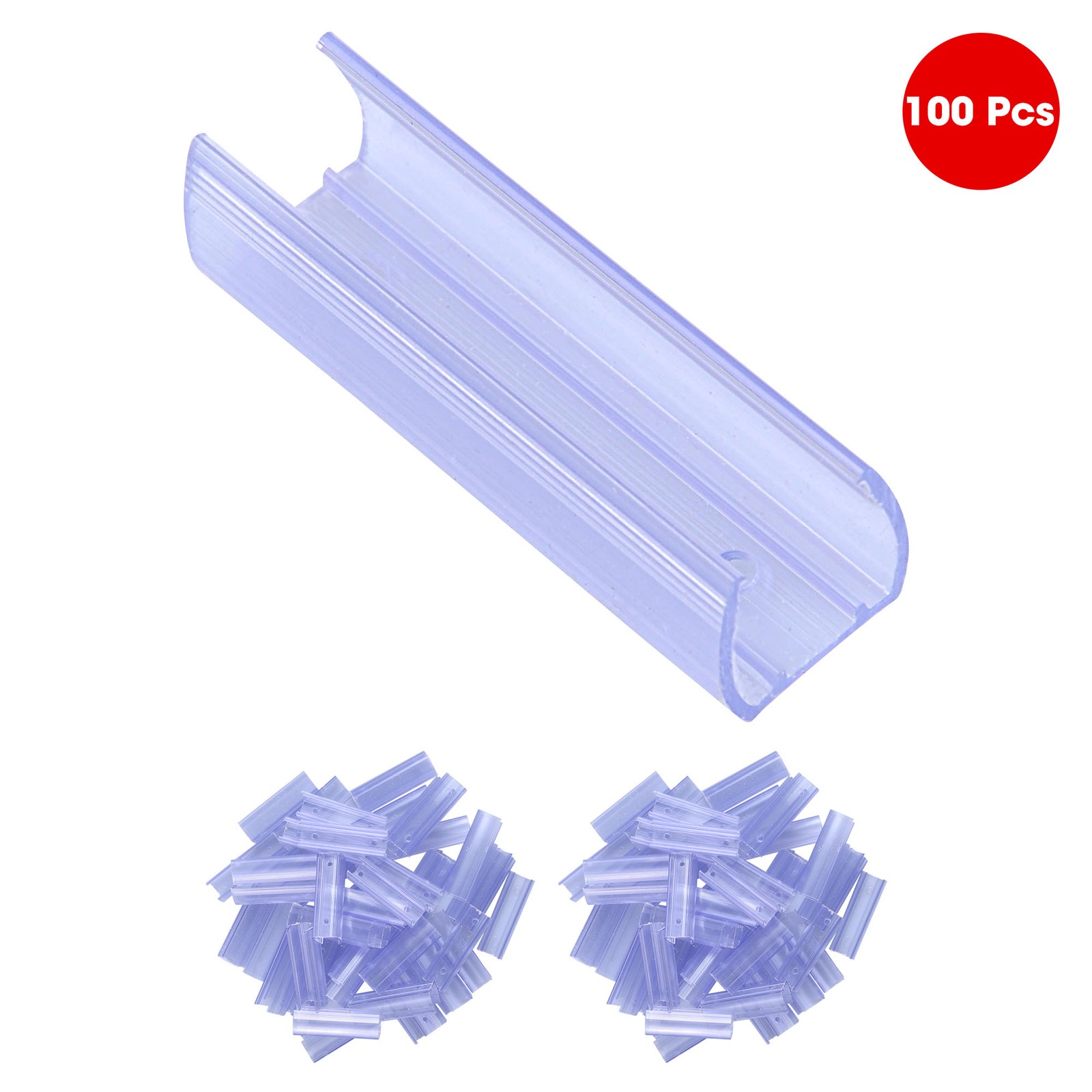 Delight 100 Pack Channel Mounting Holder for LED Flex Neon Rope Light Outdoor