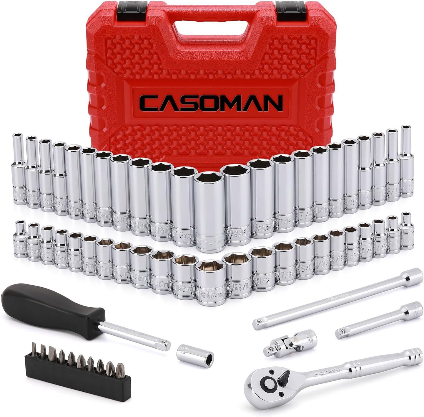 1/4-Inch Drive Master Socket Set with Ratchets, Adapters, Extensions with 1/4’‘
