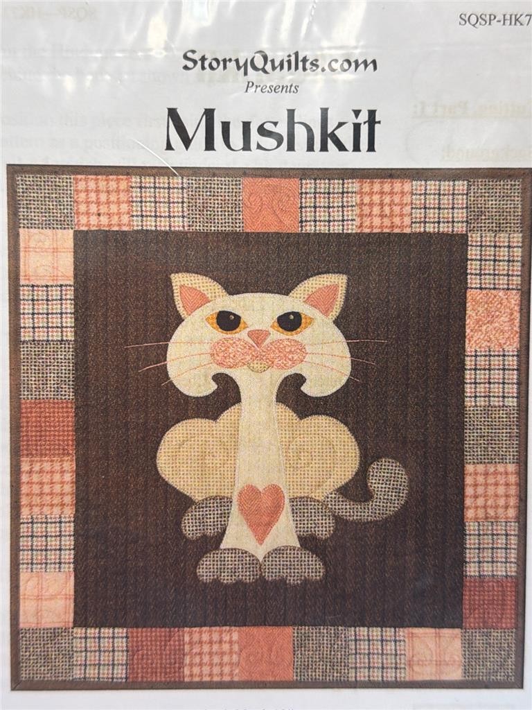 STORYQUILTS.COM Quilt Pattern - MUSHKIT - Garden Patch Cats Block 12 - 18"