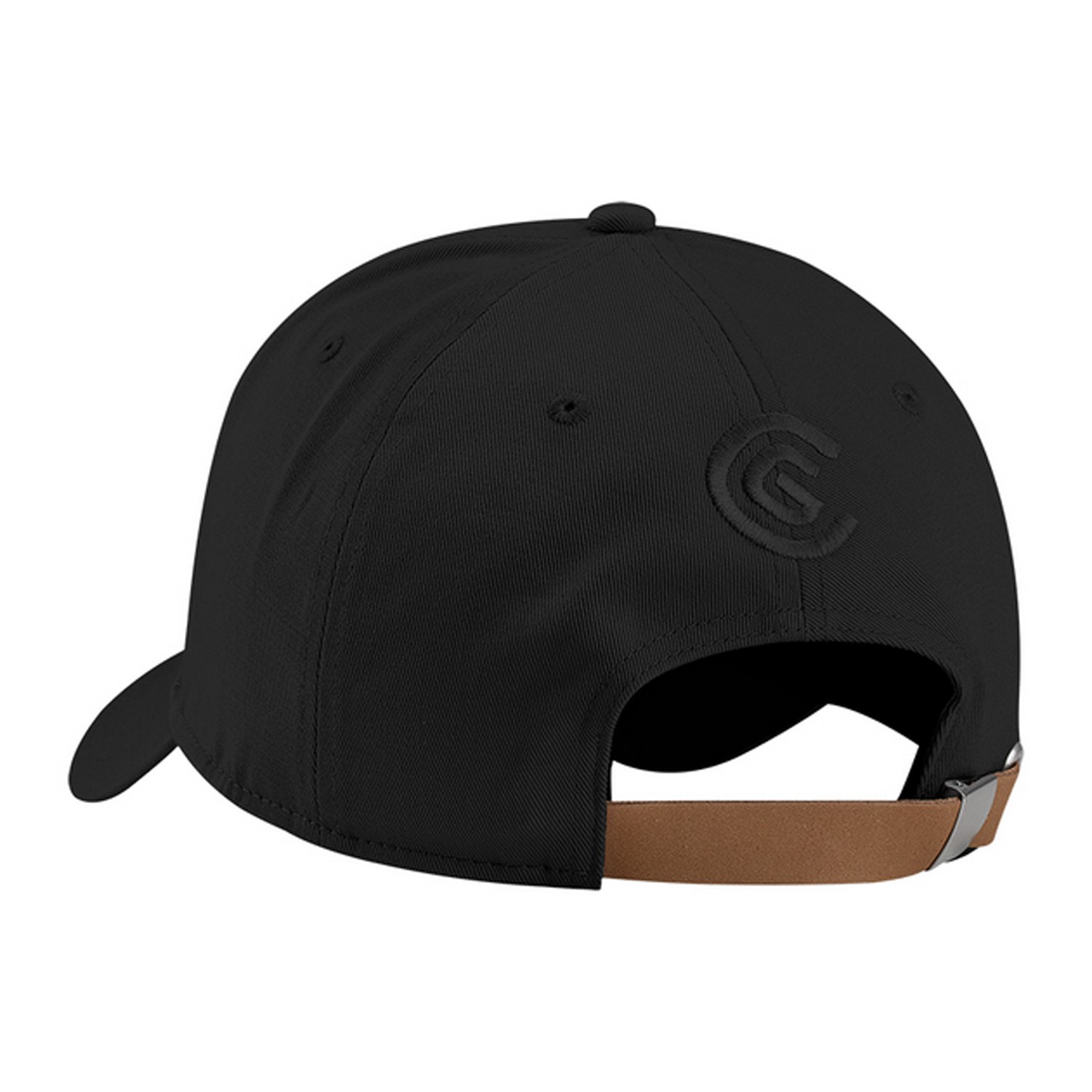 NEW Cleveland Golf Black Leather Patch Adjustable Golf Hat/Cap