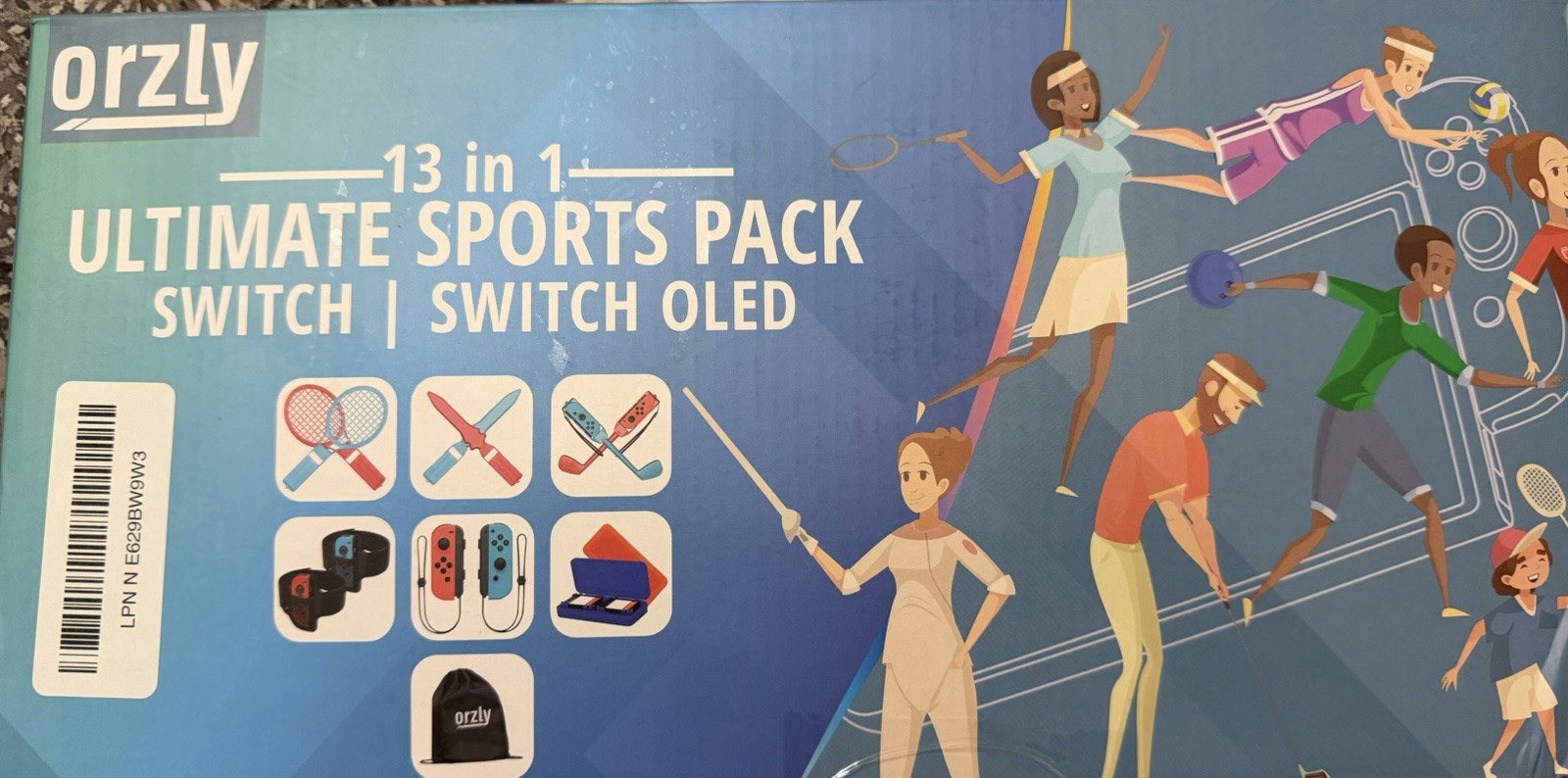 Orzly 13 in 1 Ultimate Sports Pack for Switch OLED Tennis Rackets Swords Clubs