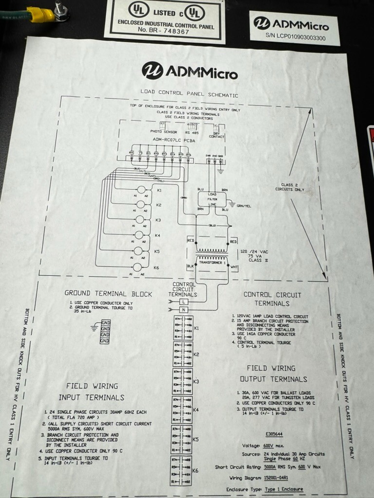 ADM MICRO LOAD CONTROL PANEL, MICRO ADM-LCP