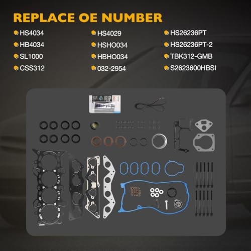 1.7 Engine Cylinder Head Gasket with Timing Belt, Compatible with 2001-2005