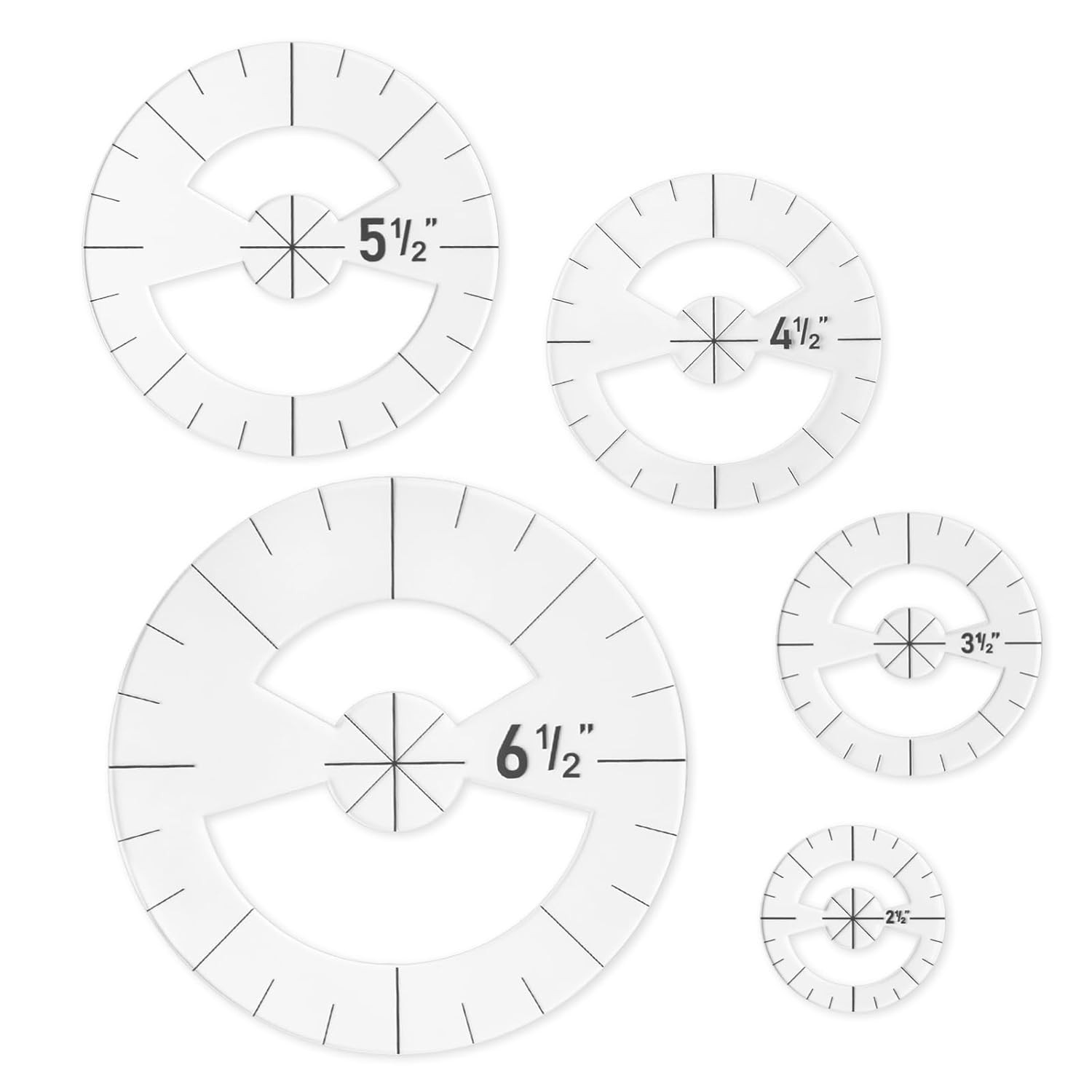5PCS Circle Template Sewing Rulers Set, Clear Acrylic Quilting Template Rulers f