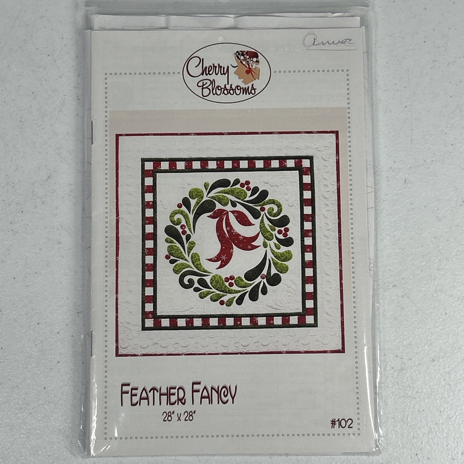 Cherry Blossoms Quilt Pattern Feather Fancy#102 28" x 28" Holiday Wreath