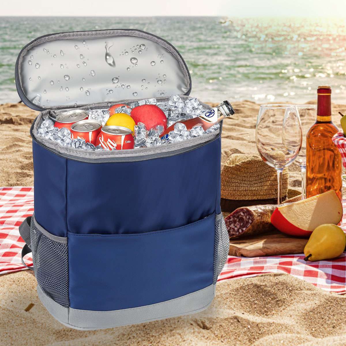 Insulated Portable Cooler Backpack 20 Can Waterproof for Ice Drink Beach Camping
