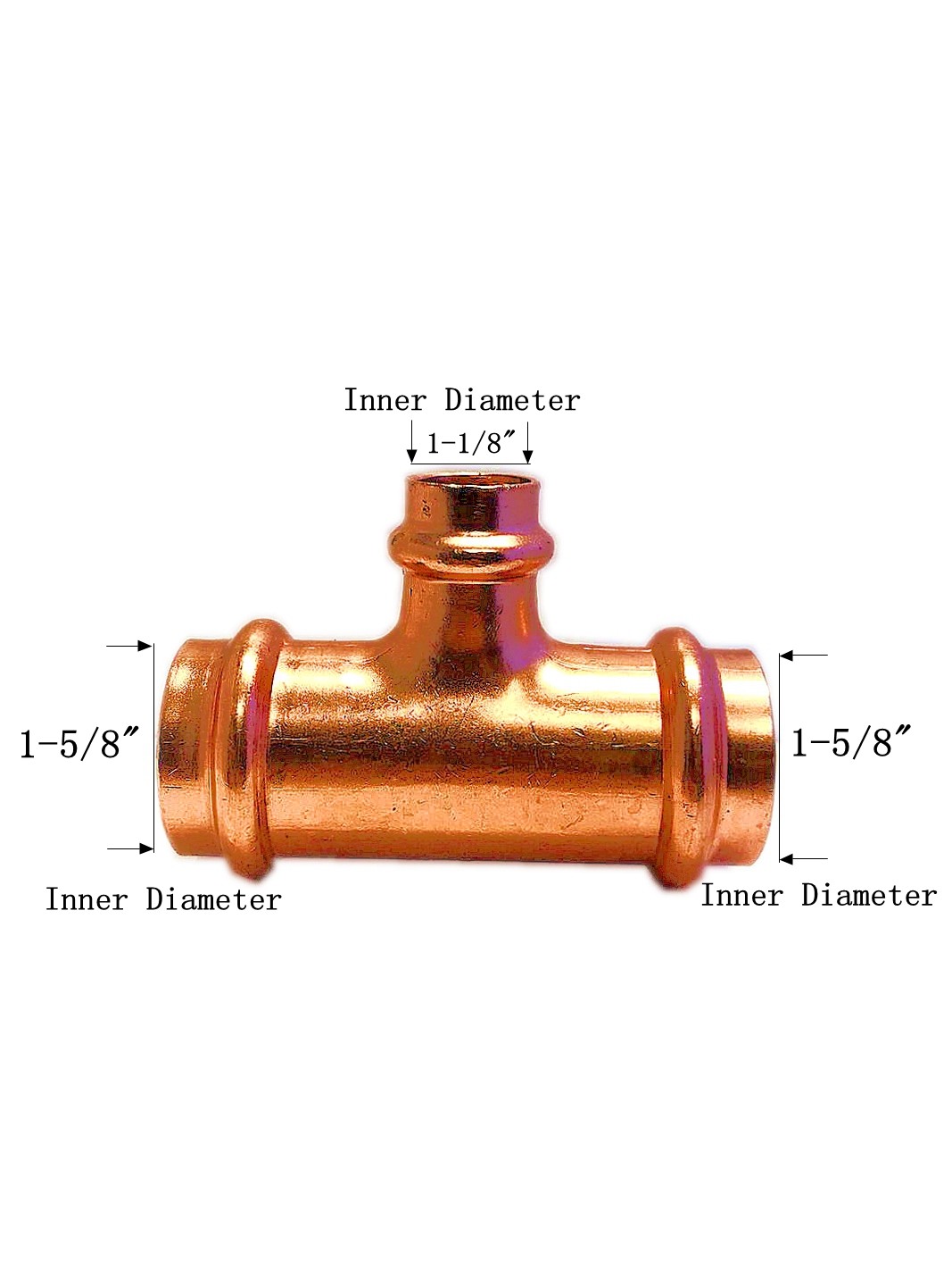 Libra Supply 1-1/2'' x 1-1/2'' x 1” inch Press Copper Reducing Tee, P x P x P