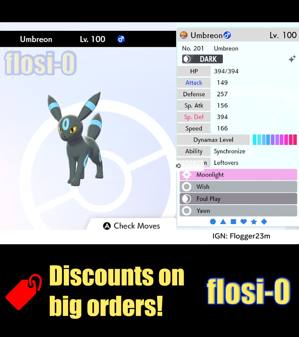 Pokemon Sword and Shield 6IV Shiny Umbreon