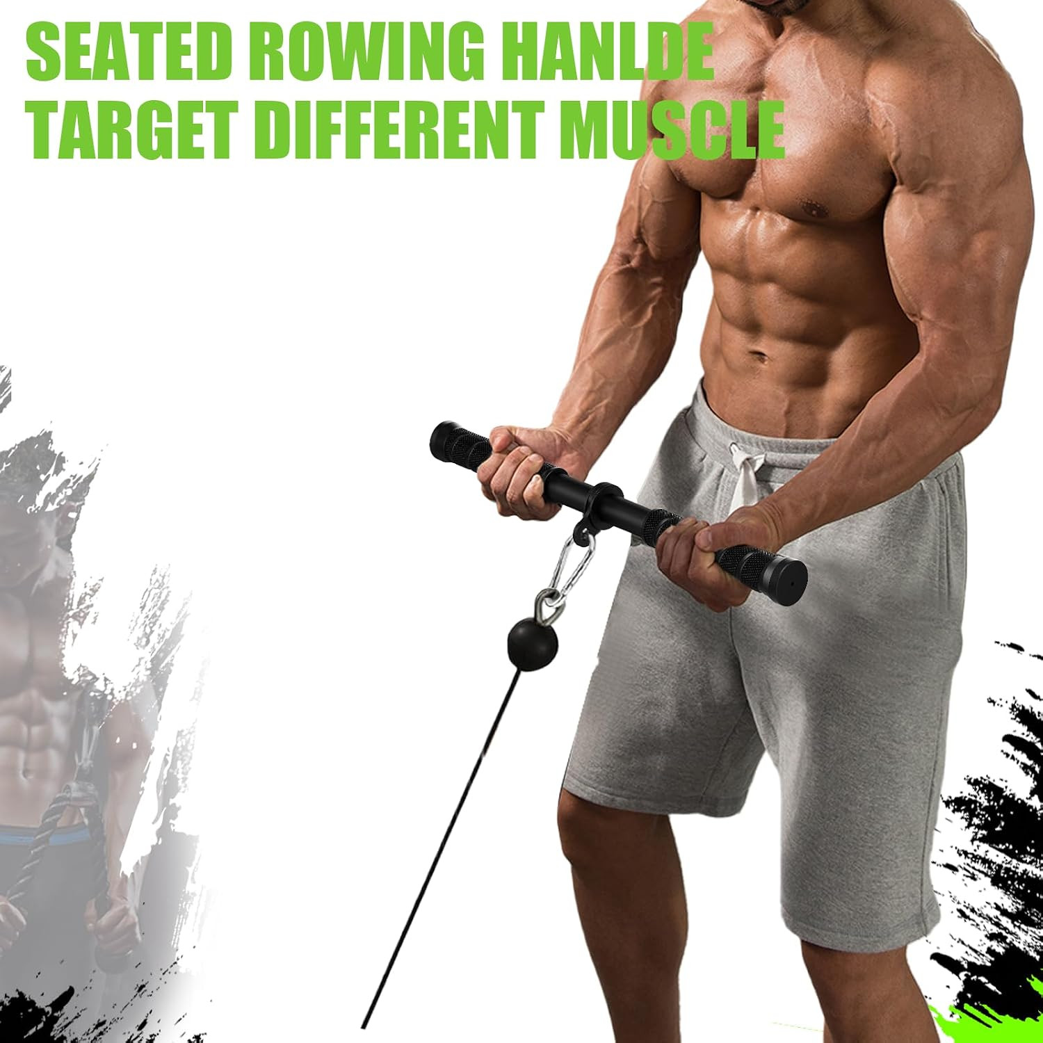 Tricep Pressdowns Straight Bar Cable Attachment ，360 Degree Rotating Bicep Pull