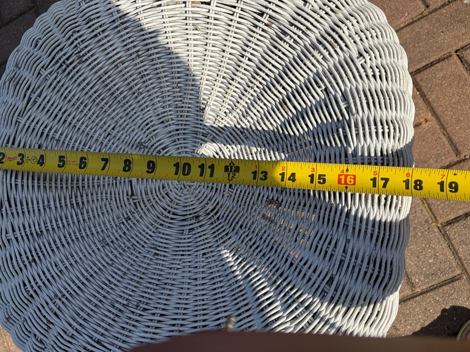 Vintage Victorian Boho White Wicker Ottoman Stool