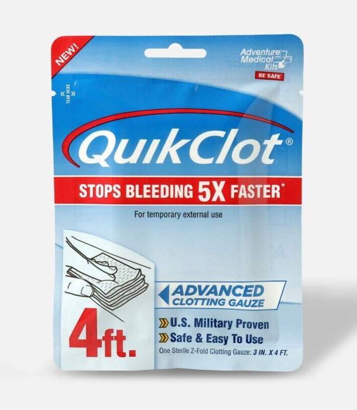 QuikClot® Clotting GAUZE 3 in X 4 yds Trauma Bleeding Control NEW SEALED