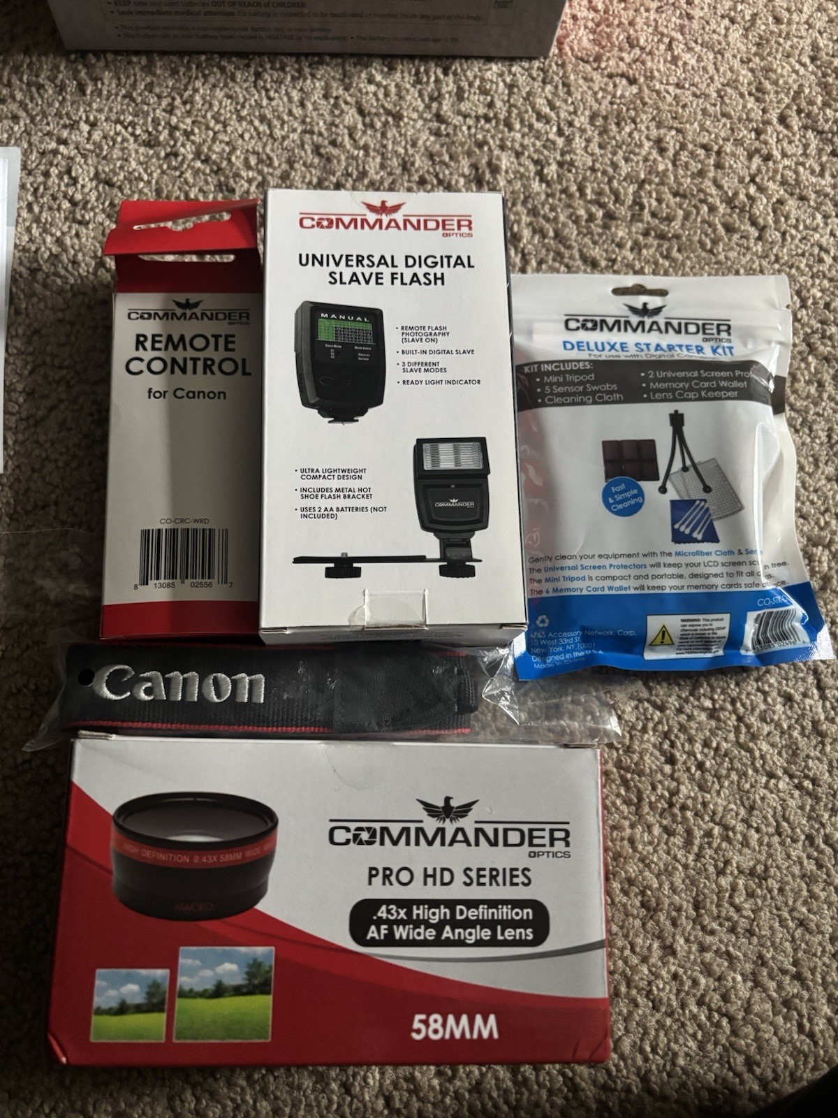 Canon EOS Rebel T7 Accessories Lot Empty Box Strap Manual Flash Remote NO CAMERA