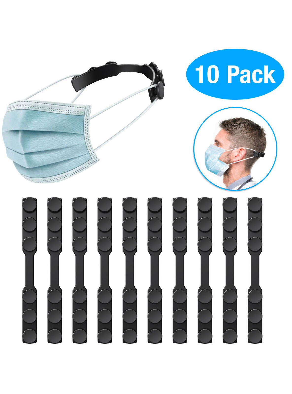 10PCS Face Mask Extender Ear Hook Ear Strap Extension Mask Clip Saver Adjustable
