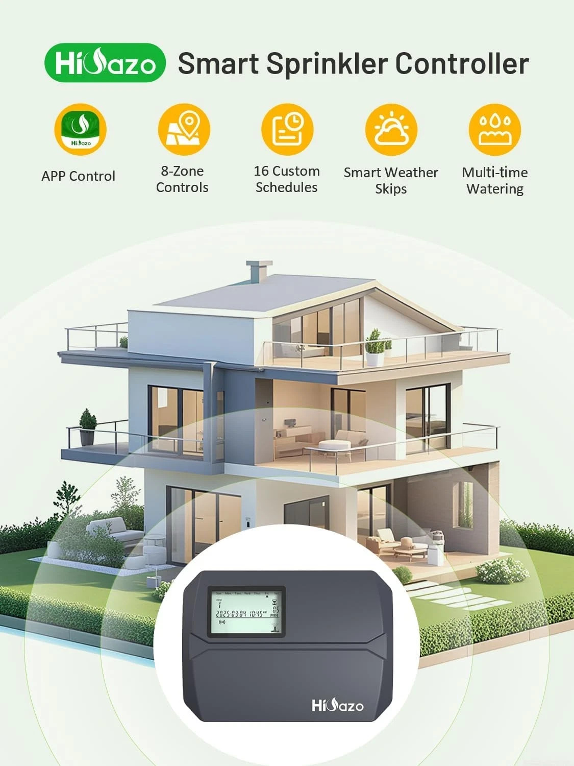 Smart WiFi Sprinkler Controller - 8 Zone Automatic Weather-Based Irrigation