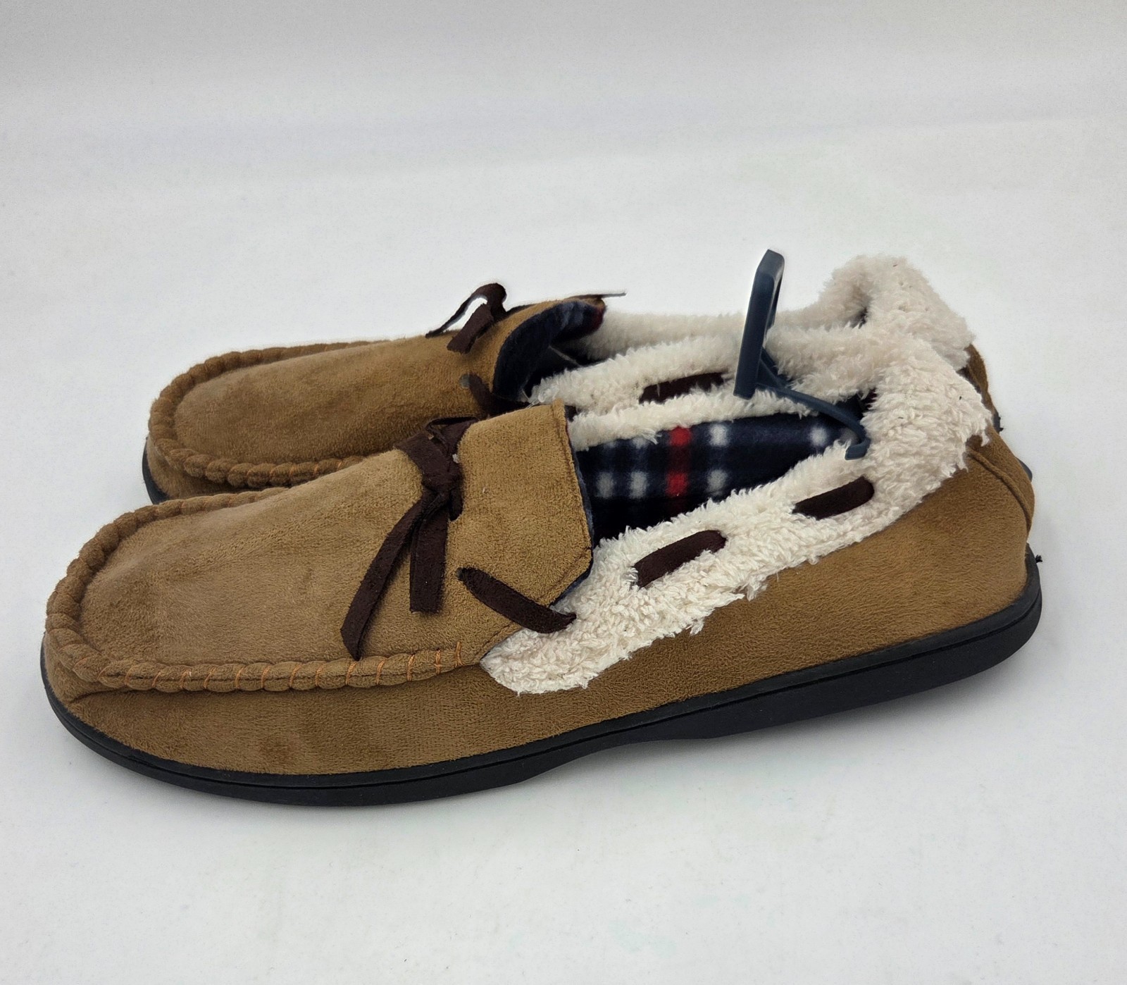 NWT Mens Slippers Moccasins Urban Pipeline Faux Suede Tan Large Fits 10-11
