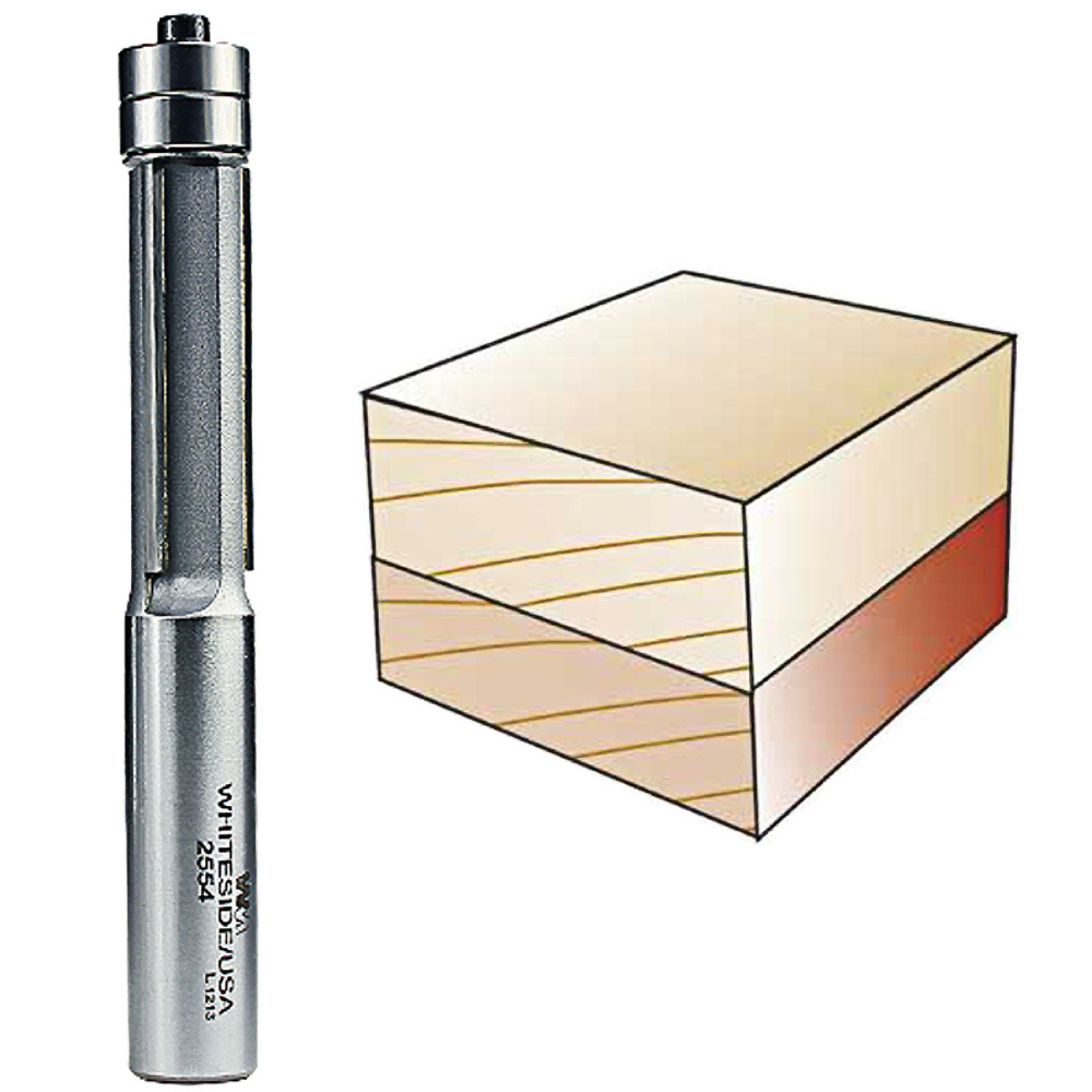 Whiteside Flush Trim Three Flute Double Bearing Bits 1/2"SH, 1/2"CD, 1-1/2"CL